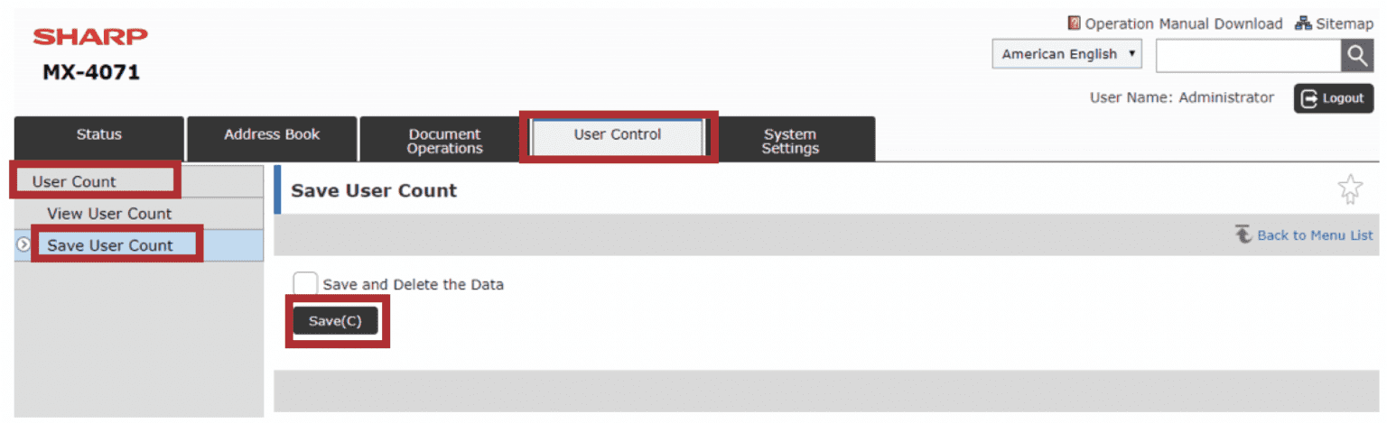 Sharp Quick Guide: User Code Administrative Report